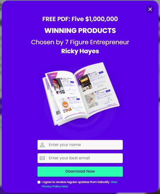 Debutify's pop-up