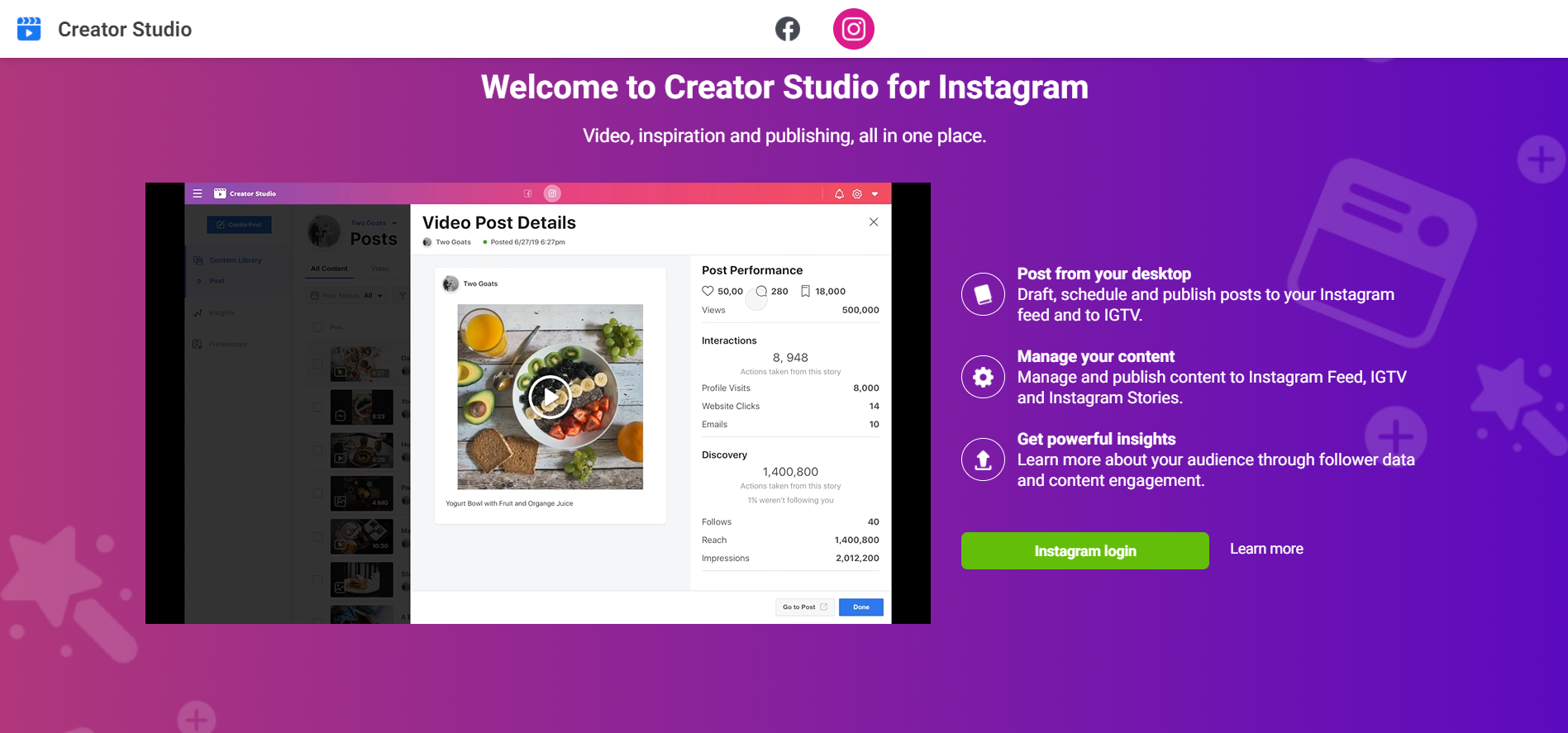 instagram creator studio